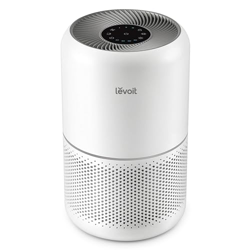 Levoit Air Purifiers for Home Dust Smoke Pet Hair, Up to 40m�, H13 True HEPA Air Filter with Timer, Sleep Mode, Ozone Free, 24dB Quiet Air Cleaner for Bedroom, Office, Core 300, White