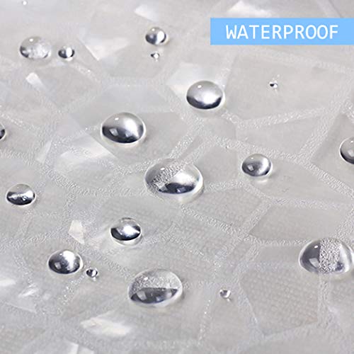 Wisfor 3D Effect Clear Shower Curtain Waterproof Water Cube EVA Bathroom Curtain Liner with 12 Ring Hooks Mildew-free Bath Curtains for Home Hotel (180 x 180 cm)