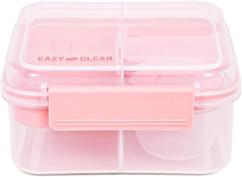 3/4/5 Compartment Convertible Bento Lunch Box with Gravy Bowl, Pink