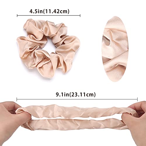 Lolalet 6 Pack Scrunchies for Hair, Hair Scrunchies for Women Girls, Soft Satin Scrunchy for Sleeping, Big Sleep Tie Scrunchie with Elastic Hair Bands for Thick Thin Fine Curly Hair/Style A