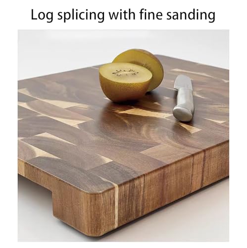 Wood Cutting Board, Thick Wooden Acacia Cutting Boards for Kitchen, Large Bamboo Cutting and Charcuterie Board Set with Side Handles, Chopping Board with Anti-slip Bottom and Plate Slot