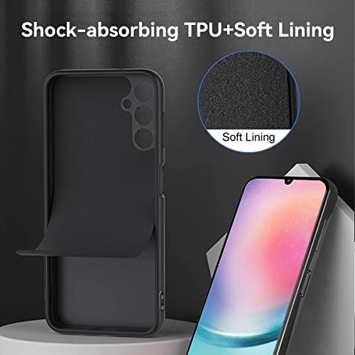 T Tersely Liquid Silicone Case for Samsung Galaxy A24 4G/5G, Suitable for Wireless Charger Shockproof & Scratch Soft Case Cover with Liquid Silicone Rubber Skin, Black