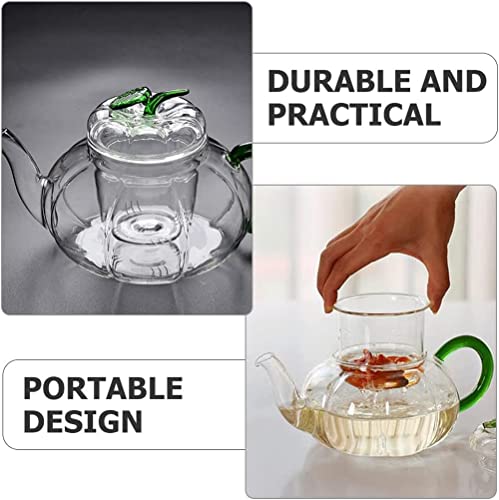 SYOSI Glass Teapot with Infuser Stovetop Tea Kettle for Loose Leaf Tea Kung Fu Glass Teapot Tea Maker Stovetop Safe Glass Teapot with Lids Handle for Home Office, 600ml