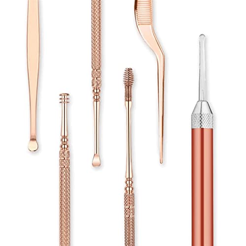 YIOUYI Ear Wax Removal, Ear Wax LED Light Pickers Earpick Remover Curette Earwax Cleaner Spoon Ear Care Booger Cleaning Tweezers Forceps Tool