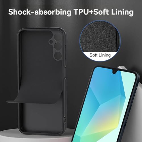T Tersely Liquid Silicone Case for Samsung Galaxy A16, Suitable for Wireless Charger Shockproof & Scratch Soft Case Cover with Liquid Silicone Rubber Skin, Black
