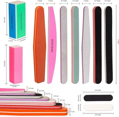 Kaiderine Nail File and Buffer, Professional Manicure Tools Kit.Natural Manicure Pedicure Kit Polisher Washable Buffering/Sanding Nails Filer Buffing, Nails Polish Smooth Polishing Set