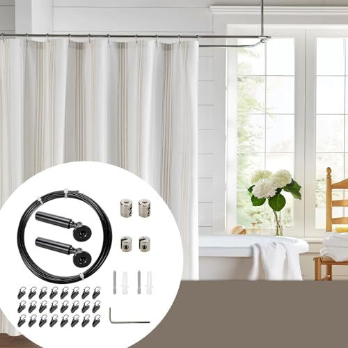 Retractable Clothesline - 304 Stainless Steel Retracting Indoor Curtains Wire - Adjustable Heavy Duty Laundry Dryer Rope for Dorm Apartment Hotel Bedroom