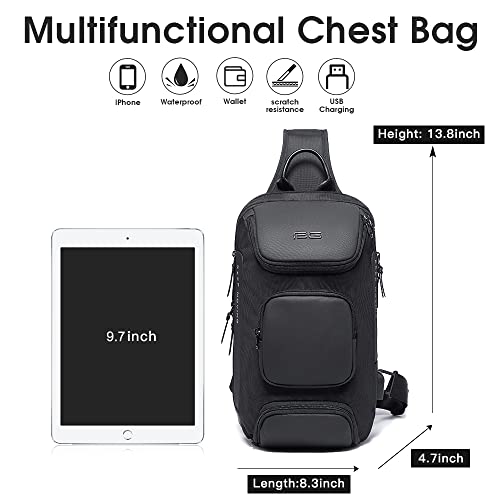 BANGE Sling Bag, Waterproof Men's Chest Bag Shoulder bags Crossbody Sling Backpack for Menâ€¦â€¦