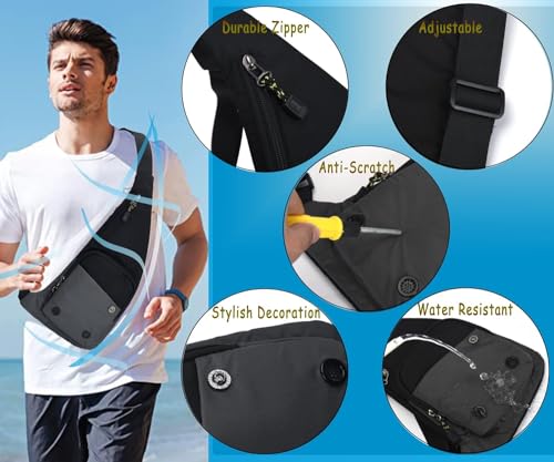 Azonee Sling Bag Slim Crossbody Personal Pocket Chest Bag Anti-Thief Shoulder Bag Backpack Casual Daypack Fanny Pack Travel for Men, Hiking, Cycling, Travel- Grey