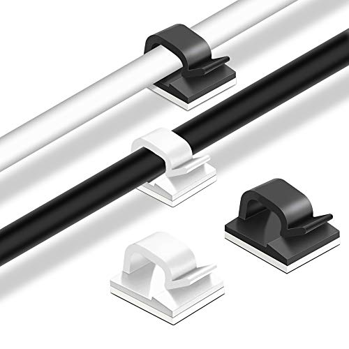 FineGood 60 Pieces of Plastic Cord Adhesive Storage and Management Cable Clips-Black, White