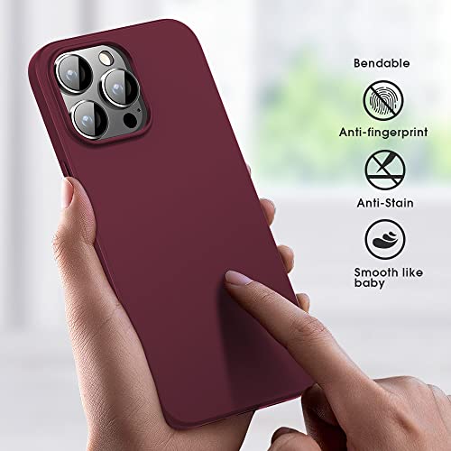 X-level Compatible iPhone 14 Pro Max Case Slim Fit Ultra-Thin [Guardian Series] Soft TPU Matte Finish Coating Phone Cases Lightweight Anti-Scratch Back Cover Grip 6.7" (2022)-Wine red