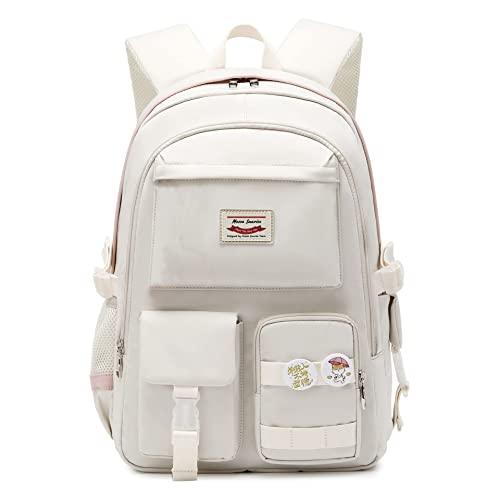 TOMVAES Laptop Backpacks School Bag, Off-white (15.6in) Large
