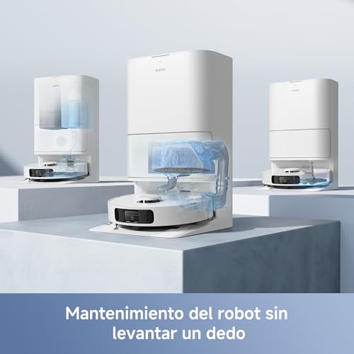 Mova E30 Ultra Robot Vacuum Cleaner and Mop with Automatic Emptying and Self-Cleaning of the Wiper, 7000Pa Suction Power, 10.5 mm Wiper Lift, Ultrasonic Carpet Detection