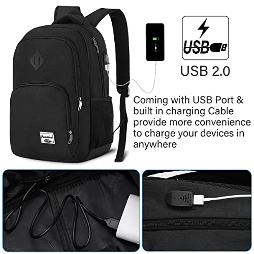 YAMTION 17.3 Inch Large Backpack for Men and Women,School Backpack for Teenager,Travel Laptop Bookbag with USB Charging port for Business Work College Travel Trip