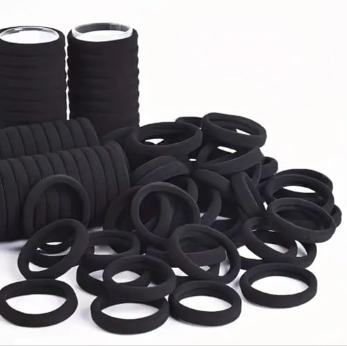 La Bella Sets 100 Pcs Black Hair Ties Ponytail Holder Elastic Hair Bands For Women Girls- Scrunchie Hair Accessories - For Hairstyling Braiding in Home, Gym, Office, Travel and Saloon (Medium- 4 cm)