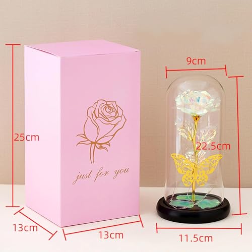 Mothers Day Rose Gifts for Mom, Galaxy Glass Rose Forever Eternal Crystal Flower Light Up Rose in Glass Motherâ€™s Day Birthday Gifts for Women Mom Wife Grandma Daughter Colorful