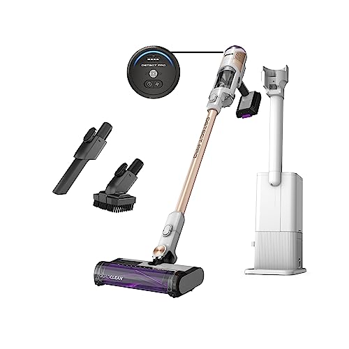 Shark IW3511 Detect Pro Auto-Empty System, Cordless Vacuum with HEPA filter, QuadClean Multi-Surface Brushroll, Up to 60-Minute Runtime, includes 8" Crevice Tool & Pet Multi-Tool, White/Beats Brass