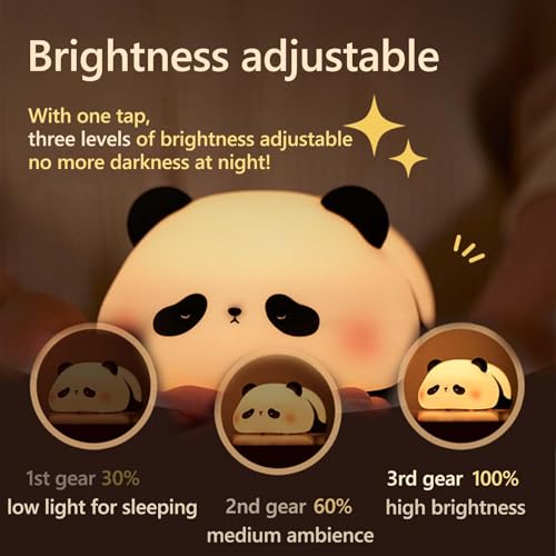 Khazna Cute Panda Night Light, LED Squishy Novelty Animal Night Lamp, Nursery Nightlight for Breastfeeding Toddler Baby Kids Decor, Cool Gifts for Kids