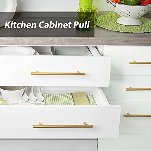 Goldenwarm 5pcs Gold Kitchen Cabinet Handle Hardware Drawer Pull Dresser knob Stainless Steel Modern Lot 1/2in Diameter 4in hole centers LS201GD102-5Units