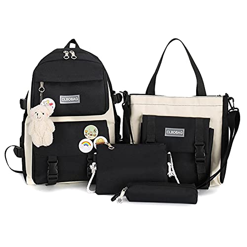 4 PCS Set Backpack With Kawaii Pin And Accessories, Cute Children's Backpacks Kawaii School Bag Handbag Tote Bag Kawaii Aesthetic Backpack