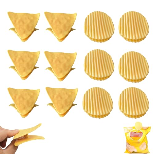 12 PCS Food Storage Clips, Food Clips Bag Sealing Clips, Bag Clips for Food Storage, Cute Food Clip, Kitchen Clips for Bags, Food Bag Clips Reusable to Clamp Snacks, Chips (Circle+Triangle)