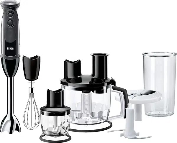Braun Multiquick 5 Hand Blender, 1000 Watts, 21 Speeds, 1.5 L Food Processor, 500ml Chopper, Whisk, Beaker, Splash Control, PowerBell Plus Technology, MQ 5285 - Black