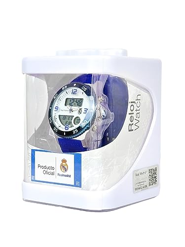GRUPO MUNRECO Real Madrid RMD0014-05, Children's Watch for Boys, Quartz, Analog and Digital, 3 ATM - Real Madrid Collection, Calendar, Stopwatch, Alarm, Light, Blue, 40 mm, Strip