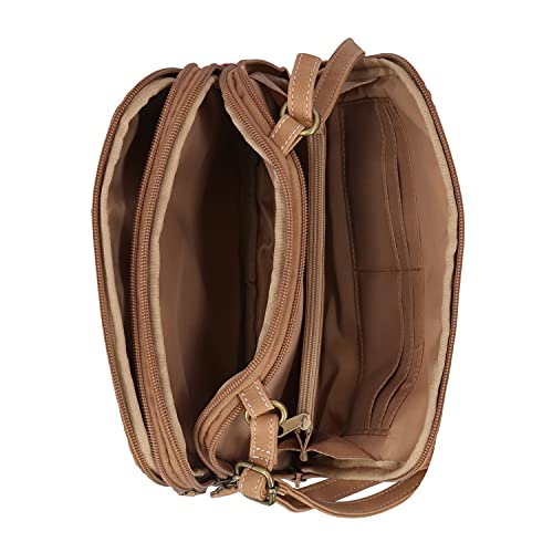 MultiSac Womens Zippy Triple Compartment Crossbody Bag Cross Body