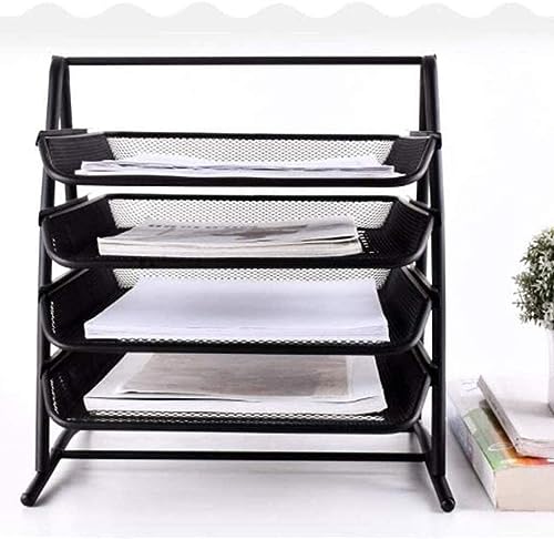 SHOWAY ECVV Desk Deposit Tray 4 Layer A4 Metal tray Office Desk Organiser Paper office Mesh Document Basket File Paper Tray Letter Organiser Holder Desktop Accessories