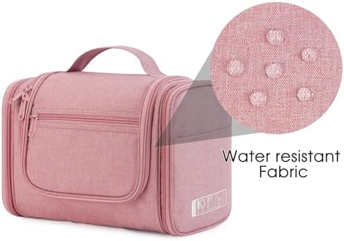 WANDF Large Hanging Toiletry Bag Travel Cosmetic Makeup Organizer Water-Resistant Shower Bathroom Bag for Women and Men (Dark Pink)