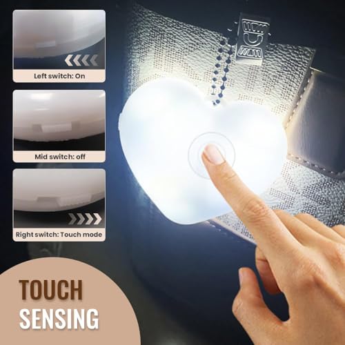 PINKE Purse Lamp Light, Glow Heart for Purse, Purse Light Handbag Light with Automatic Sensor Bed Lamp Light LED Hanging Night Light Gift Ideas Purse Must Haves Women (Heart)