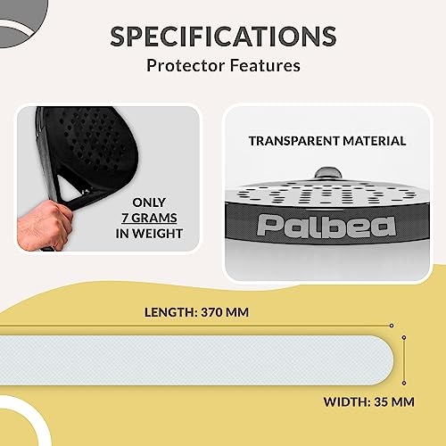 Palbea Transparent Padel Racquet Protector - Pack of 1/2/3/5 - Rough & Lightweight Padel Racket Head Bumper Protector - Durable & Easy to Replace - Dimensions 35x370mm