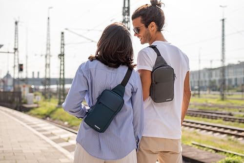 WATERFLY Umhängetasche Crossbody Brusttasche Schultertasche: Sling Bag Tasche Herren Klein Handtasche Crossover Crossbag Schulter Männer Handy Bauch Sportarten Wandern