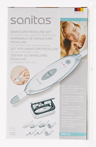 Sanitas SMA 35 Electric Manicure Pedicure Set with 7 Nail Care Attachments White/Silver