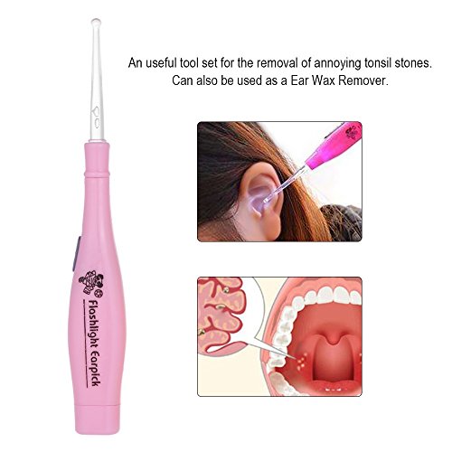 WildCard India Tonsil Stone Remover Tool LED Light Earpick Stainless Steel Earwax Remover with 3 Tips Irrigator Clean