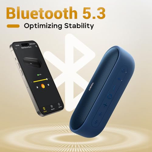 Tribit XSound Plus2 30W 5.3 Bluetooth Wireless Speakers,Powerful Louder Stereo Sound with Bass-enhanced XBass Function,24H Playtime,IPX7 Waterproof,Built in Mic,150ft BT Range for Home/Outdoor (Blue)