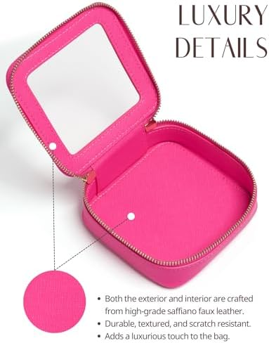 Small Cosmetic Bag for Purse Mini Makeup Bag for School Cute Clear Make Up Pouch for Travel Tiny Leather White Make Up Organizer Case for Backpack Toiletry Bag Waterproof Square Pouch with Zipper