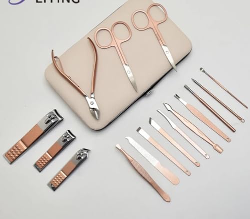 NALACAL Manicure Set Nail Clippers Pedicure Kit -18 Pieces Stainless Steel Manicure Kit, Professional Grooming Kits, Nail Care Tools with Luxurious Travel Case pink