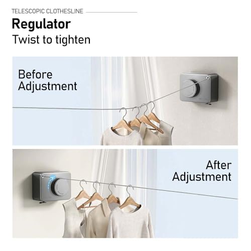 Retractable Clothesline Indoor, Clothes Line Retracting Outdoors, Wall Mounted Clothes Line Outdoors Set,13.8 Ft Heavy-Duty Retractable Laundry Line(BLACK)