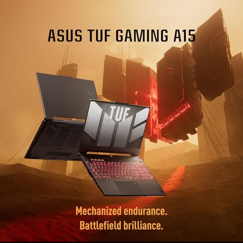 ASUS TUF Gaming Laptop A15 FA507NUR-LP007W, AMD Ryzen™ 7 7435HS, NVIDIA® GeForce RTX™ 4050 6GB GDDR6, DDR5 16GB, 512GB,15.6",Win Home, Eng-Arb Keyboard, Jaeger Gray, 2 Pin Power Plug