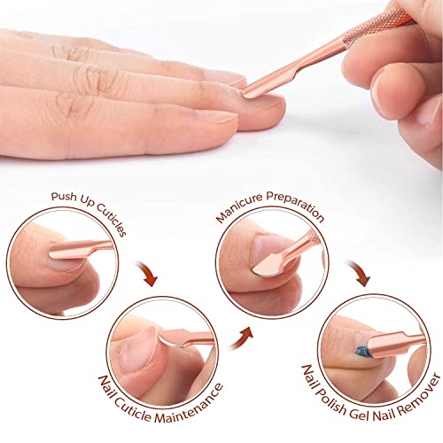 KASTWAVE Cuticle Trimmer with Cuticle Pusher, Cuticle Remover Professional Stainless Steel Cuticle Cutter Nippers Rainbow Sharp Durable Pedicure Manicure Tools for Fingernails and Toenails (Rose Gold)
