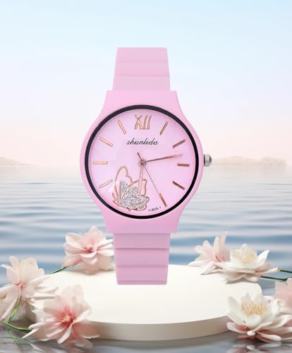 Kids Watchs for Girls Cute Cartoon Wrist Watch Gift Sport Girls Watch Outdoor Pink Watch Ideal Gift for Toddlers Children Learning Time