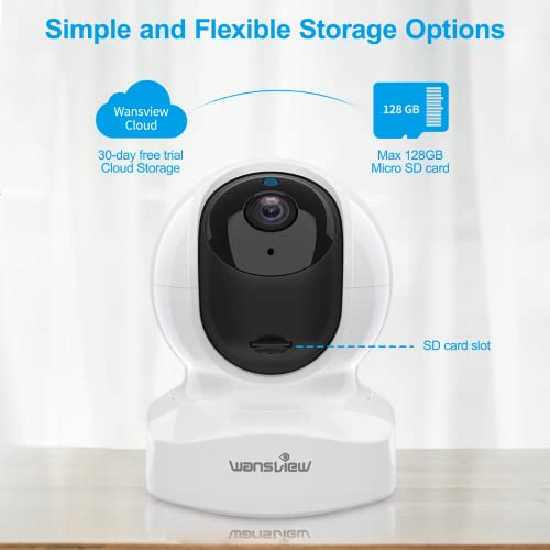 wansview Security Indoor Pet Camera, 2K Dog Camera with APP, WiFi CCTV Camera House Security for Baby Monitor, Real-time Alert 2-Way Audio Night Vision Pan/Tilt, SD Card Storage, Works with Alexa Q5