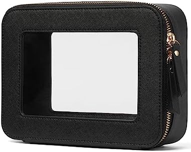 Small Cosmetic Bag for Purse Mini Makeup Bag for School Cute Clear Make Up Pouch for Travel Tiny Leather White Make Up Organizer Case for Backpack Toiletry Bag Waterproof Square Pouch with Zipper
