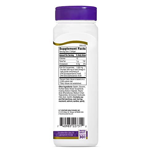 21st Century Omega-3 Fish Oil 1000 Mg E.C Sg - 90 Capsules
