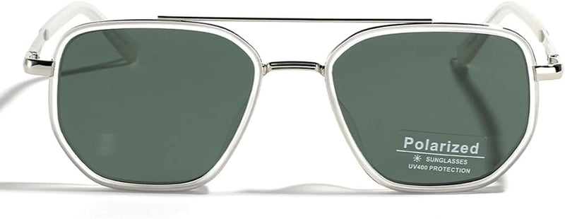 LIGOES TR90 Polarised Sunglasses Retro Square Flattop Sunglasses Double Bridge Full Frame UV400 Lens Glasses