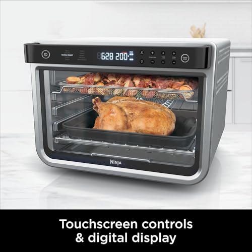Ninja Foodi 10-in-1 Multifunction Oven, Fast Mini Oven, Countertop Oven, 10 Cooking Functions, Air Fry, Pizza, Grill, Roast, Bake, Toast, Bagel & more, Make Family-Size Meals, Silver/Black DT200ME