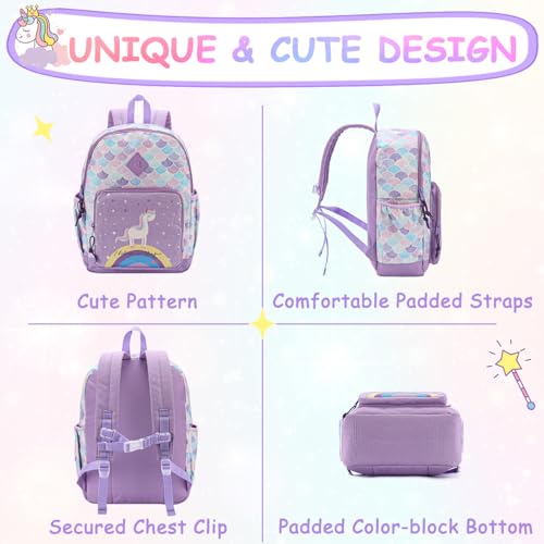 VASCHY Kids Backpack Girls Boys Cute 16 Inch Primary School Backpack with Chest Strap Buckle and Multiple Compartments