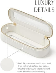 Small Cosmetic Bag for Purse Mini Makeup Bag for School Cute Clear Make Up Pouch for Travel Tiny Leather White Make Up Organizer Case for Backpack Toiletry Bag Waterproof Square Pouch with Zipper