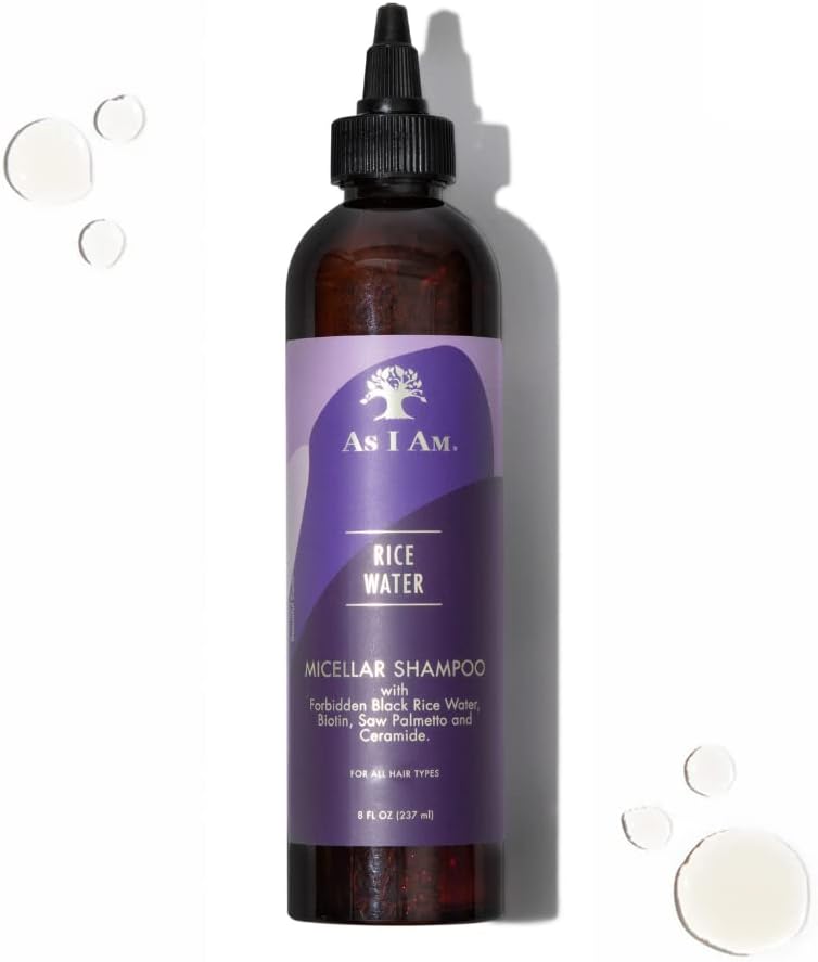 Rice Water Shampoo 8 oz - with Forbidden Black Rice, Saw Palmetto, Biotin - Gentle Cleanser - Moisturizing - Vegan & Cruelty Free - Sulfate Free - Paraben Free - For All Hair Types